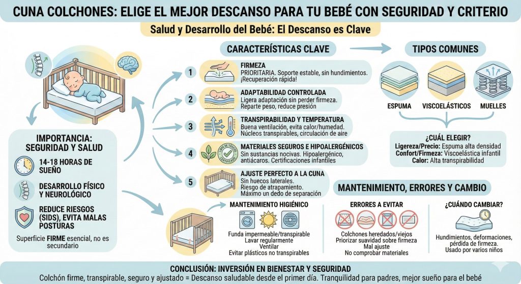 Cómo elegir el mejor colchón de cuna para bebés: seguridad, firmeza y descanso